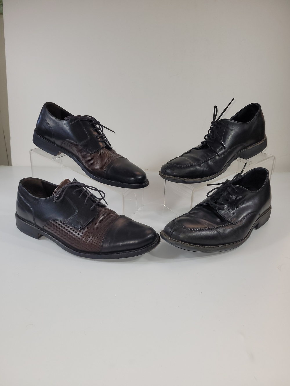 Bragano Neil M Classic Men's Black and Brown Leather Dress Shoes Size 9.5 M
